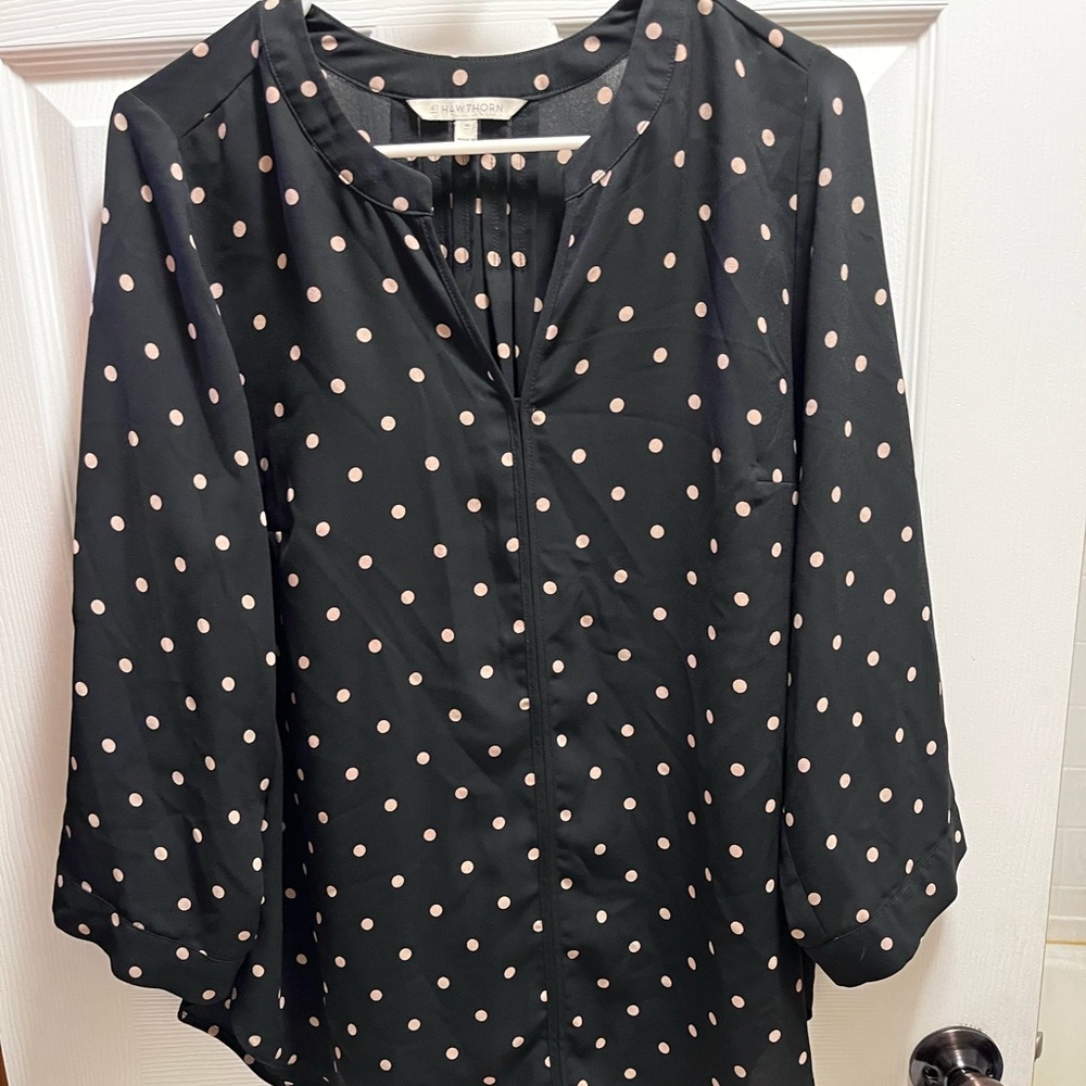 1X 41 Hawthorne polka dot blouse